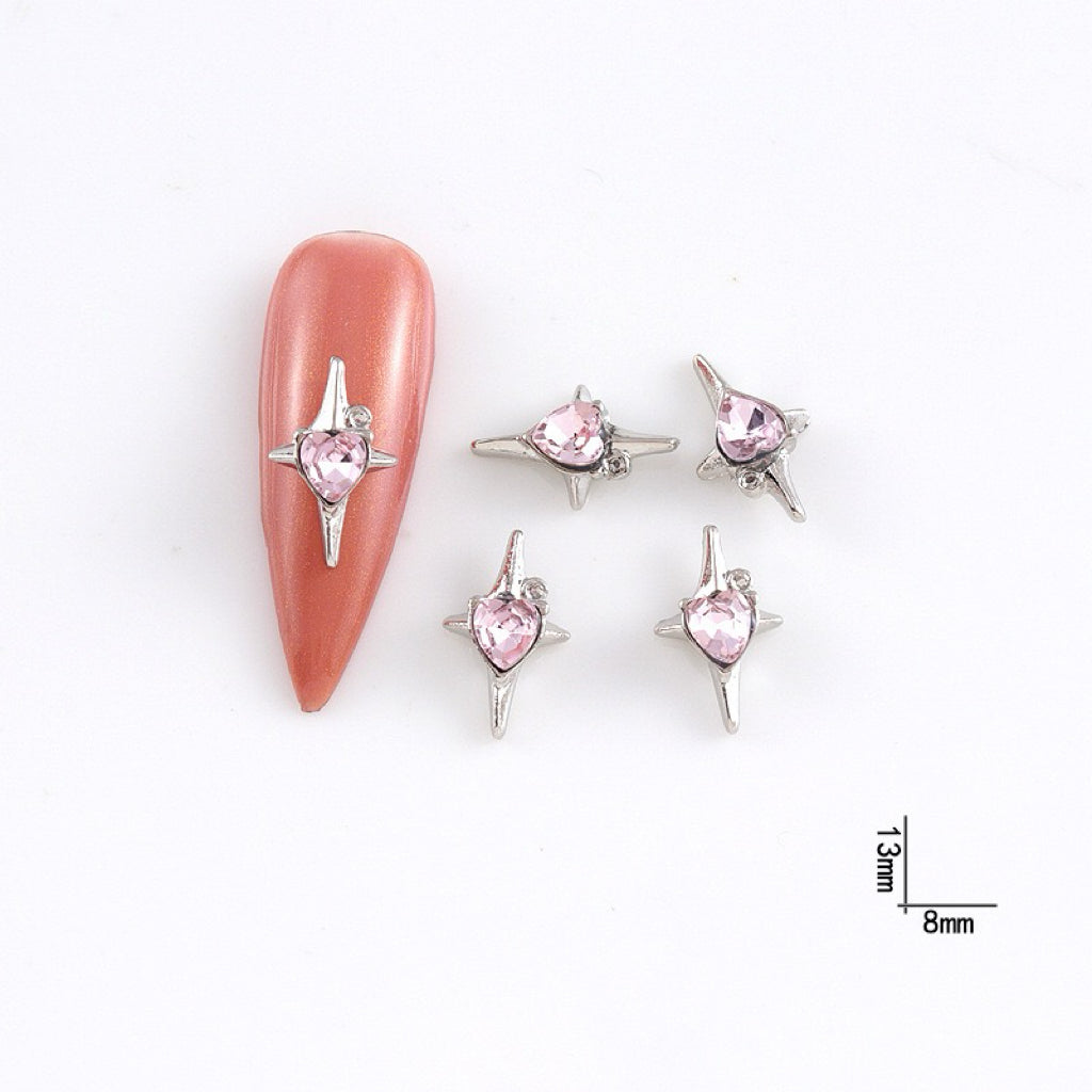 No.166 Metal charms-pink rhinestone