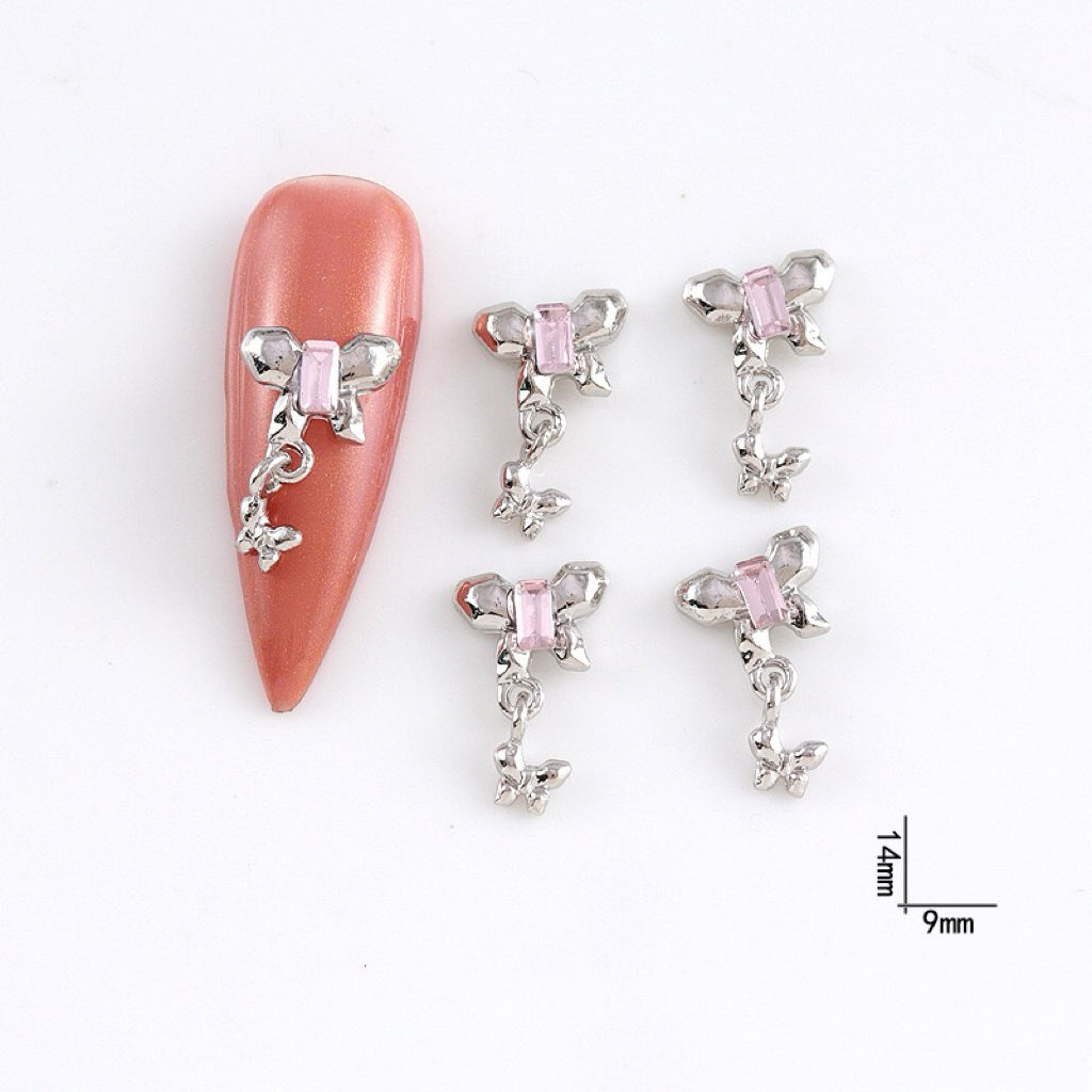 No.166 Metal charms-pink rhinestone